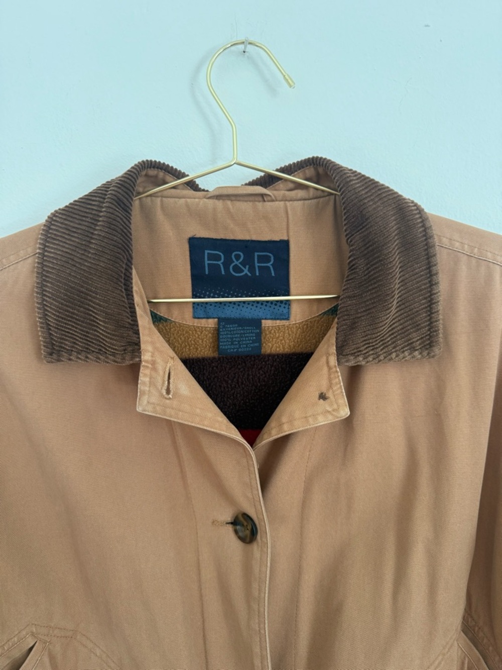 Vintage fleece lined jacket with contrasting collar - Picture 7 of 12